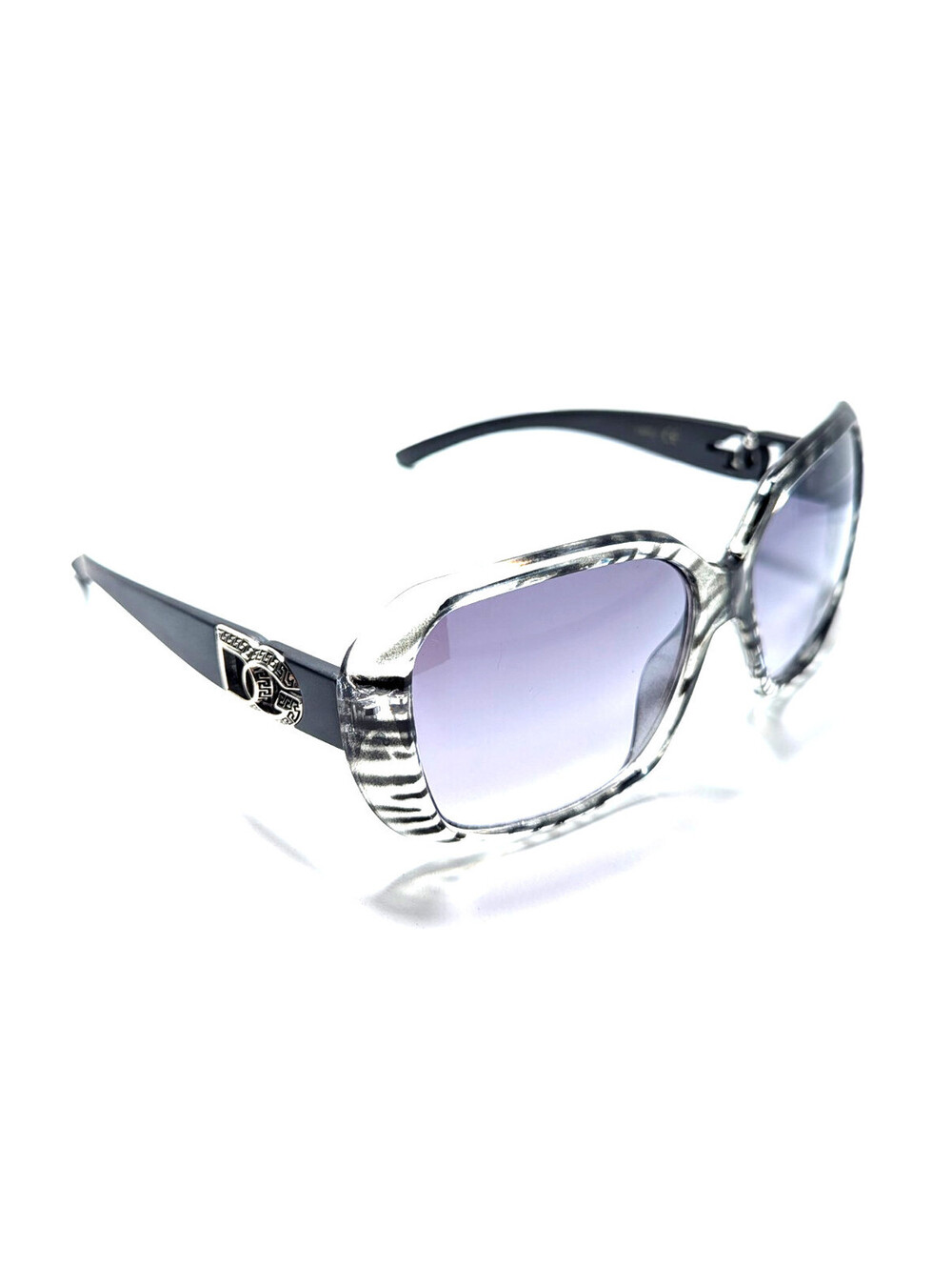 DG  26976 Womens White Leopard Rectangle Sunglasses Purple Gradient